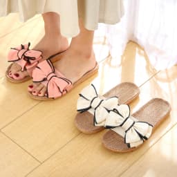 Women Summer Casual Slides Comfortable Flax Slippers Striped Bow Linen Flip Flops Platform Sandals Ladies Indoor Shoes