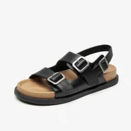 BEAUTODAY Sandals Women Leather Double Buckle Strap 2023 Fashion Solid Color Flats Leisure Beach Ladies Shoes Handmade A34548