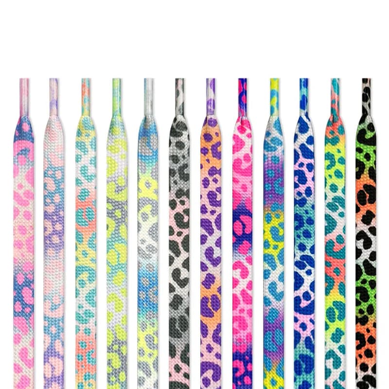 1Pair Flat Shoelaces for Sneakers Color Leopard Print Tie-dye Gradient Shoelace Rope Men Women for Canvas Shoe Laces Shoestrings