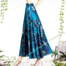 Summer Large Plus size A-line Chiffon Small floral Striped Skirt harajuku , Long Skirts Women's Chic and Elegant Woman Skirt