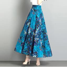 Summer Large Plus size A-line Chiffon Small floral Striped Skirt harajuku , Long Skirts Women's Chic and Elegant Woman Skirt