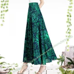Summer Large Plus size A-line Chiffon Small floral Striped Skirt harajuku , Long Skirts Women's Chic and Elegant Woman Skirt