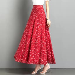 Summer Large Plus size A-line Chiffon Small floral Striped Skirt harajuku , Long Skirts Women's Chic and Elegant Woman Skirt