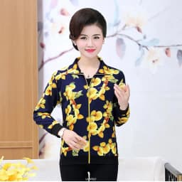 UHYTGF Women Coat Fashion Printing Casual Mother Spring Autumn Jacket Long-Sleeved Short Tops Female Thin Big Size Outwear 2174