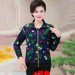 UHYTGF Women Coat Fashion Printing Casual Mother Spring Autumn Jacket Long-Sleeved Short Tops Female Thin Big Size Outwear 2174
