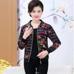 UHYTGF Women Coat Fashion Printing Casual Mother Spring Autumn Jacket Long-Sleeved Short Tops Female Thin Big Size Outwear 2174