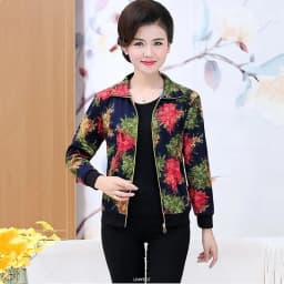 UHYTGF Women Coat Fashion Printing Casual Mother Spring Autumn Jacket Long-Sleeved Short Tops Female Thin Big Size Outwear 2174