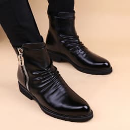 new fashion mens platform boots black genuine leather shoes outdoor warm cotton winter snow botte ankle botas de homens sapatos