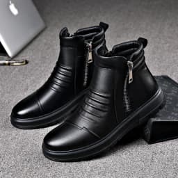 new fashion mens platform boots black genuine leather shoes outdoor warm cotton winter snow botte ankle botas de homens sapatos