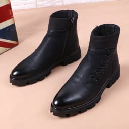 new fashion mens platform boots black genuine leather shoes outdoor warm cotton winter snow botte ankle botas de homens sapatos