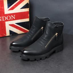 new fashion mens platform boots black genuine leather shoes outdoor warm cotton winter snow botte ankle botas de homens sapatos