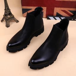 new fashion mens platform boots black genuine leather shoes outdoor warm cotton winter snow botte ankle botas de homens sapatos