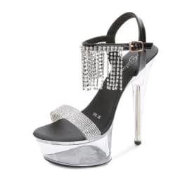 2024 New Transparent Fairy Wedding Crystal Shoes Women Sandals Steel Tube Dancing Striptease Female Stilettos Model High Heels