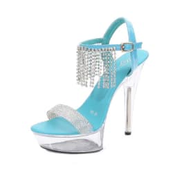 2024 New Transparent Fairy Wedding Crystal Shoes Women Sandals Steel Tube Dancing Striptease Female Stilettos Model High Heels