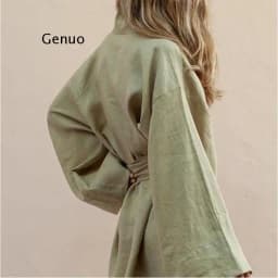 Lace Up Women's V-Neck Kimono Cardigan Mini Dress Cotton Linen Long Sleeve Sashes Dresse Robe Style Summer Loose Vestidos