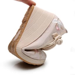 Round Toe Embroidered Women Pumps Женские туфли Summer Wedge Shoes for Ladies Retro Heels Ankle Strap Mary Jane Sandals