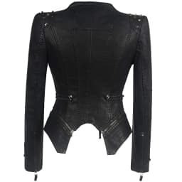 New Autumn Women Pu Faux Leather Jacket Studs Motorcycle Biker Coat Serpentine Lapel Rivet Slim Streetwear Black Punk Outerwear