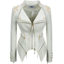 New Autumn Women Pu Faux Leather Jacket Studs Motorcycle Biker Coat Serpentine Lapel Rivet Slim Streetwear Black Punk Outerwear