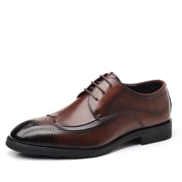 Brand Business Dress Shoes Men's Genuine  Leather  Square Toe British Lace-Up Breathable Derby Shoes for Men Classic Style