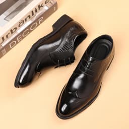 Brand Business Dress Shoes Men's Genuine  Leather  Square Toe British Lace-Up Breathable Derby Shoes for Men Classic Style