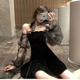 New 2026 Black Retro Dress Woman Lace Chiffon Mini Female High Street Sexy Korean Fashion Women Club Dress