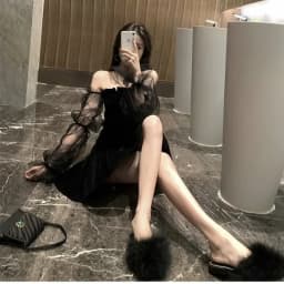 New 2026 Black Retro Dress Woman Lace Chiffon Mini Female High Street Sexy Korean Fashion Women Club Dress