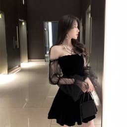 New 2026 Black Retro Dress Woman Lace Chiffon Mini Female High Street Sexy Korean Fashion Women Club Dress