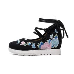 Spring Women Cross-Tied Embroidered Casual Shoes Girls Vintage Canvas Sneakers Ethnic Lace-Up Female Wedges Dancing Shoes