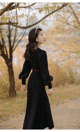 Women's Vintage Elegant Evening Party Midi Dress Puff Sleeve France Retro Dress Solid Warm Korean Dresses Autumn Winter Vestidos