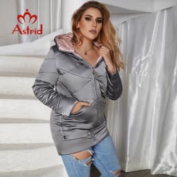 2022 Astrid winter jacket women Plus Size ontrast color Waterproof fabric with cap thick cotton clothing warm women parka M-2090