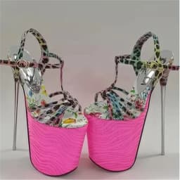 SDTRFT Unisex 20cm Metal Thin High Heels Platform Sandals Ankle Strap Shoes Woman Pumps SUMMER Peep Toe Stilettos Zapatos Mujer