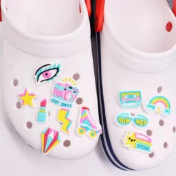 1Pcs Roller Skating Summer Style Camera PVC Garden Shoe Charms Decorations DIY Backpack Wristbands Kids Party Gift
