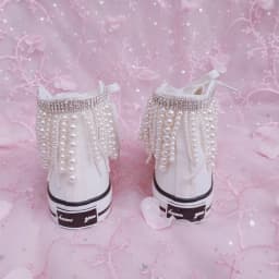 Women New Heavy Duty Beads High Canvas Fashion Pearl Diamond Casual shoes Size 35-44 Party Wedding Lady Shoes