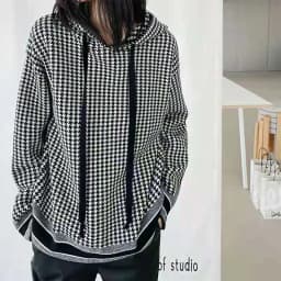 Western style thousands of birds hooded wool sweater hoodie women autumn and winter new loose pullover sweater bottom shirt