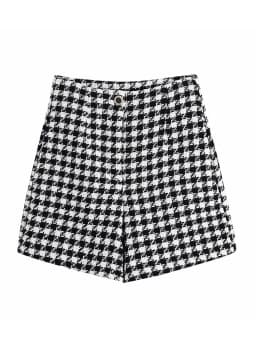 xikom 2021 Tweed Two pieces set Women Vintage V Neck Long Sleeve Office Lady slim Blazer Coat Female Hight Waist Shorts suit