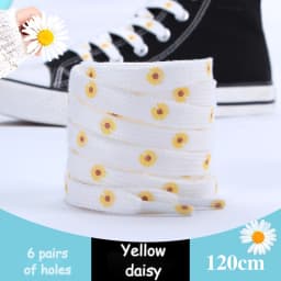 Little Daisies Shoelaces Cartoon Printing Fashion AF1 Cream Daisy Shoelace Flat Shoe Buckle Colorful Lace Accessories Decorative