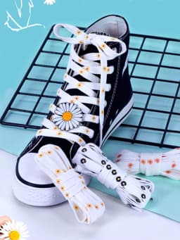 Little Daisies Shoelaces Cartoon Printing Fashion AF1 Cream Daisy Shoelace Flat Shoe Buckle Colorful Lace Accessories Decorative