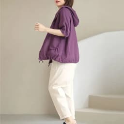 Linen Women's Jacket Spring Summer Jacket with Hat Cotton and Linen Short Coat Plus Size Loose Retro Korean Thin Hooded Cardigan