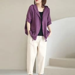 Linen Women's Jacket Spring Summer Jacket with Hat Cotton and Linen Short Coat Plus Size Loose Retro Korean Thin Hooded Cardigan