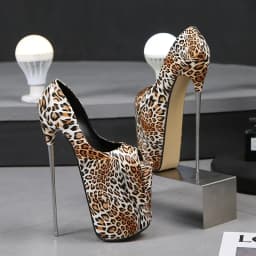 Crossdresser Shallow Mouth Women's Shoes 19cm Thin Heels Cosplay Pumps 22cm High-Heeled Steel Pipe Dance 30cm Leopard Stilettos