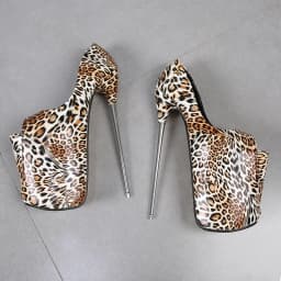 Crossdresser Shallow Mouth Women's Shoes 19cm Thin Heels Cosplay Pumps 22cm High-Heeled Steel Pipe Dance 30cm Leopard Stilettos