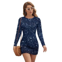 Abstract Galaxy Bodycon Dress Summer Vincent Van Gogh Starry Night Sexy Dresses Woman Long Sleeve Street Fashion Dress Big Size