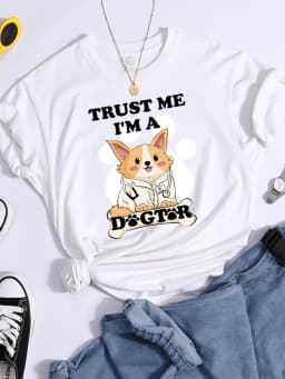 Trust Me I'M A Dogtor Kawaii Female T-Shirts Cool Street Crop Top Personality Summer Tee Clothing High Quality Women T Shirts
