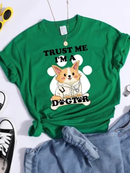 Trust Me I'M A Dogtor Kawaii Female T-Shirts Cool Street Crop Top Personality Summer Tee Clothing High Quality Women T Shirts