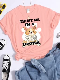 Trust Me I'M A Dogtor Kawaii Female T-Shirts Cool Street Crop Top Personality Summer Tee Clothing High Quality Women T Shirts
