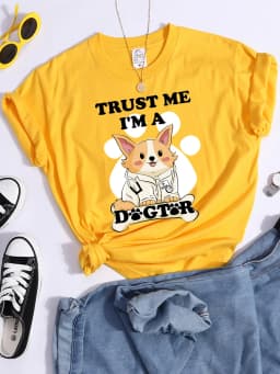 Trust Me I'M A Dogtor Kawaii Female T-Shirts Cool Street Crop Top Personality Summer Tee Clothing High Quality Women T Shirts
