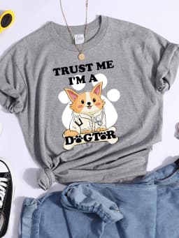 Trust Me I'M A Dogtor Kawaii Female T-Shirts Cool Street Crop Top Personality Summer Tee Clothing High Quality Women T Shirts