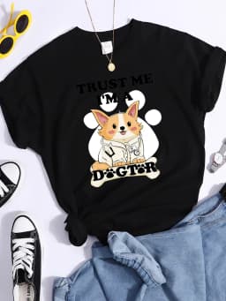 Trust Me I'M A Dogtor Kawaii Female T-Shirts Cool Street Crop Top Personality Summer Tee Clothing High Quality Women T Shirts
