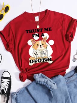Trust Me I'M A Dogtor Kawaii Female T-Shirts Cool Street Crop Top Personality Summer Tee Clothing High Quality Women T Shirts