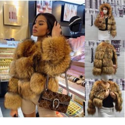 HOOOFUR Fur Coat Women's Jacket Faux Winter Women Short Warm Thick Raccoon Fake Fur Coat 2024 Brown